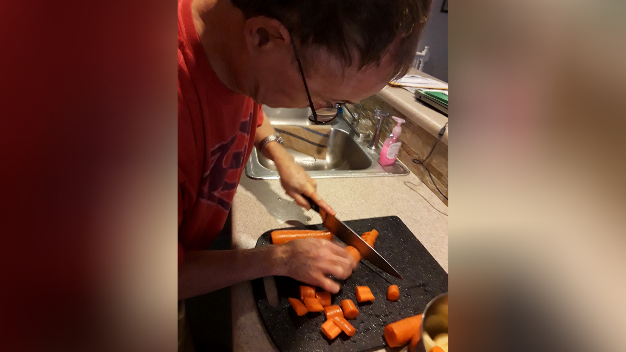 Paul cooking carrots