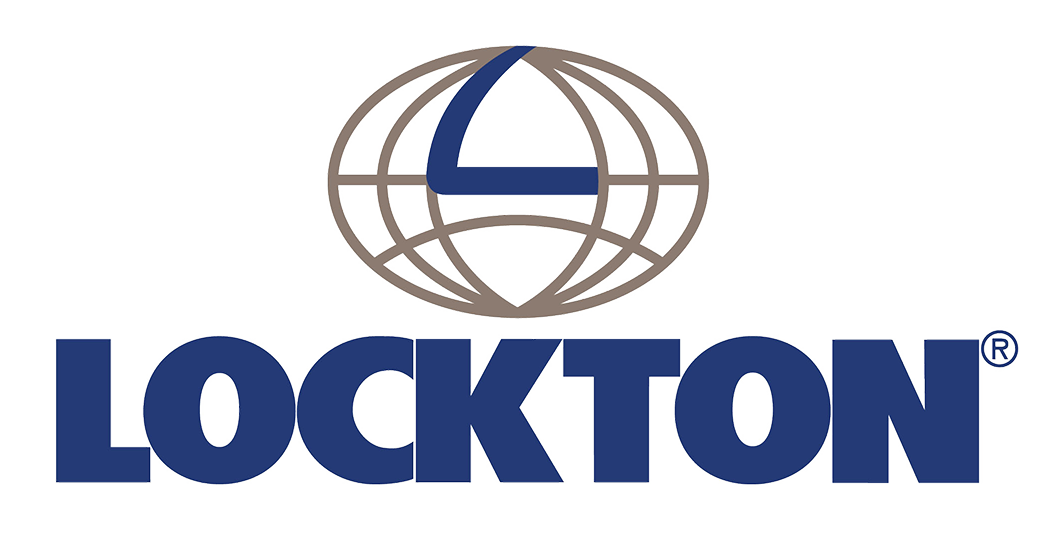 Alt-text: "Logo of Lockton with a stylized globe and a swoosh forming a partial 'L' above the company name in capital letters, in shades of blue and brown, with a registered trademark symbol.