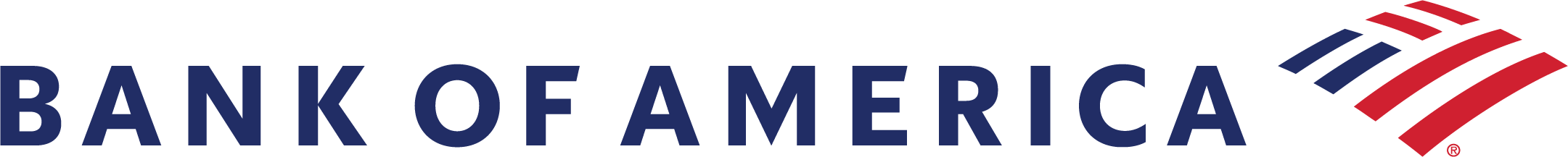 Bank of America logo with blue text and red flag symbol