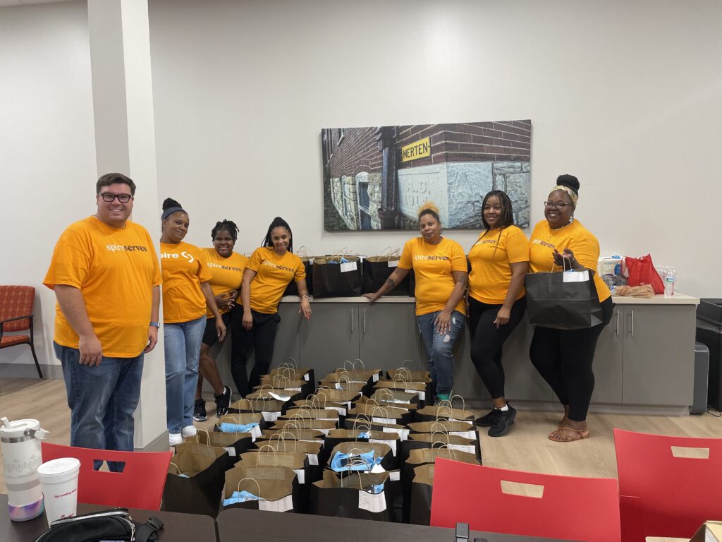 Volunteers making baskets for Emmaus Homes