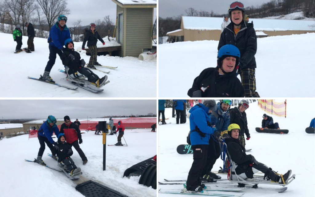 Emmaus client, James, skiing at Hidden Valley